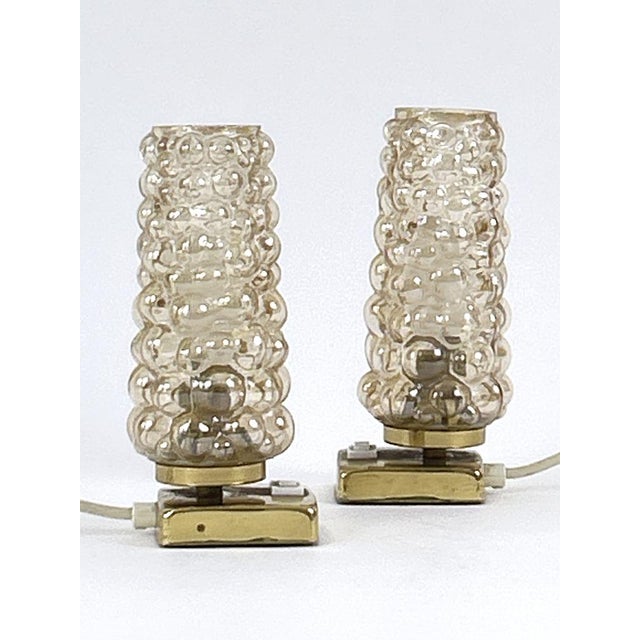 Brass & Bubble Glass Bedside Table Lamps from Teka, Germany, 1950s, Set of 2 For Sale - Image 17 of 18