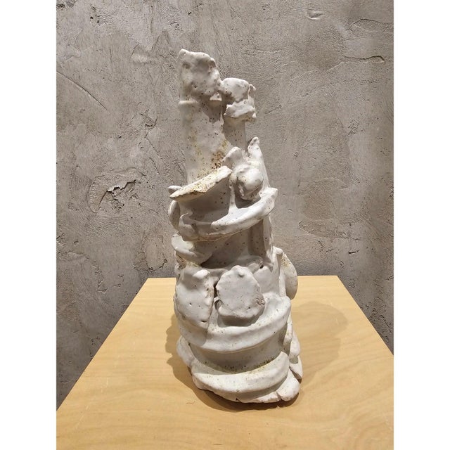 Contemporary 13.2" One-of-a-Kind Neutral Palette Ceramic Sculptural Lamp by Diane Grant / Earth Tones For Sale - Image 3 of 10