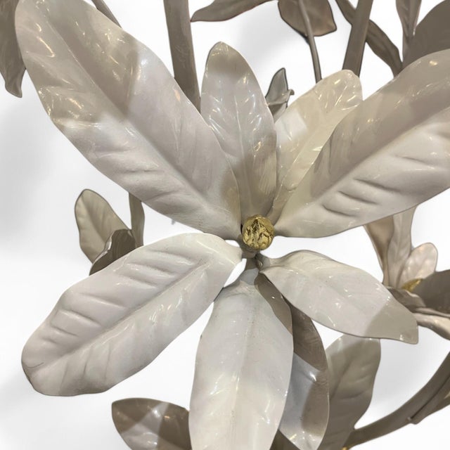 Lacquered Metal Floor Lamps with White and Gold Magnolias by Hans Kögl, 1950s For Sale - Image 4 of 8