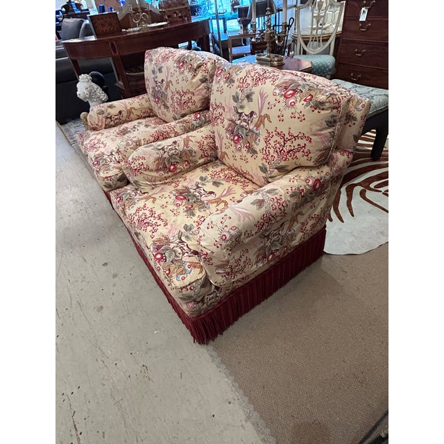 Textile Chintz Upholstered Club Chairs- A Pair For Sale - Image 7 of 17