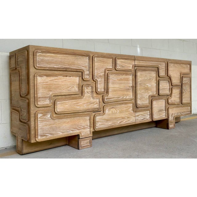Modern Revelation Modern Brutalist Style Cerused Oak Parcel Sideboard For Sale - Image 3 of 7