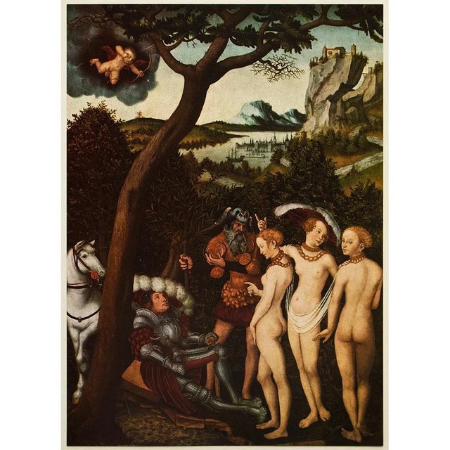 Paper 1955 After Cranach "The Judgment of Paris", First Edition Vintage Full-Color Print For Sale - Image 7 of 8