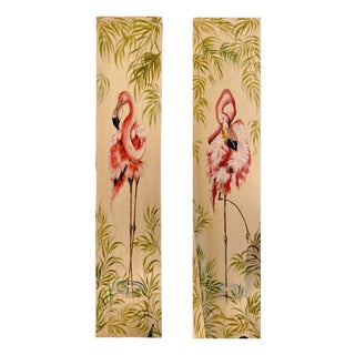 Flamingos, 1960s, Oil Paintings on Canvas, Set of 2 For Sale