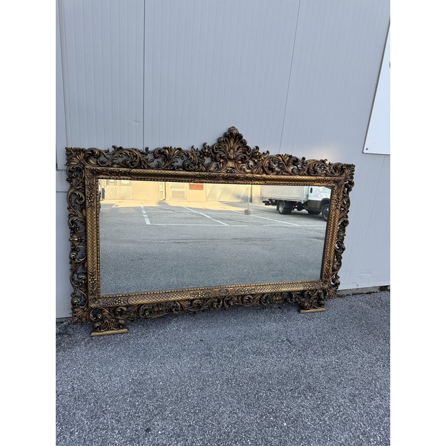 Large Baroque Wooden Mirror, 1940s For Sale - Image 14 of 14