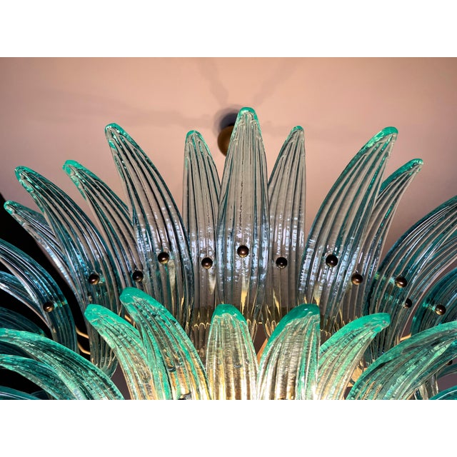 Turquoise Murano Style Original Palmette Two Levels 82 Turquoise Glasses Chandelier For Sale - Image 8 of 8