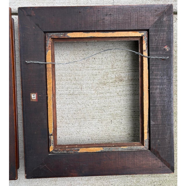Antique Walnut Wood Handmade Gilded Insert Deepwell Frames for Oil Paintings, a Pair For Sale In Louisville - Image 6 of 12