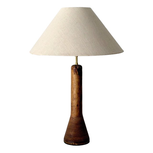 Minimalist Turned Wood Lamp, 1950s For Sale