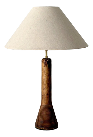 Minimalist Turned Wood Lamp, 1950s