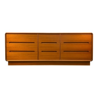 Mid 20th Century Danish Modern Teak Nine-Drawer Lowboy Dresser by Sun Cabinet Co LTD For Sale
