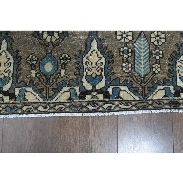 Textile 1970s Vintage Persian Handmade Wool Cotton Green Blue Area Rug For Sale - Image 7 of 11