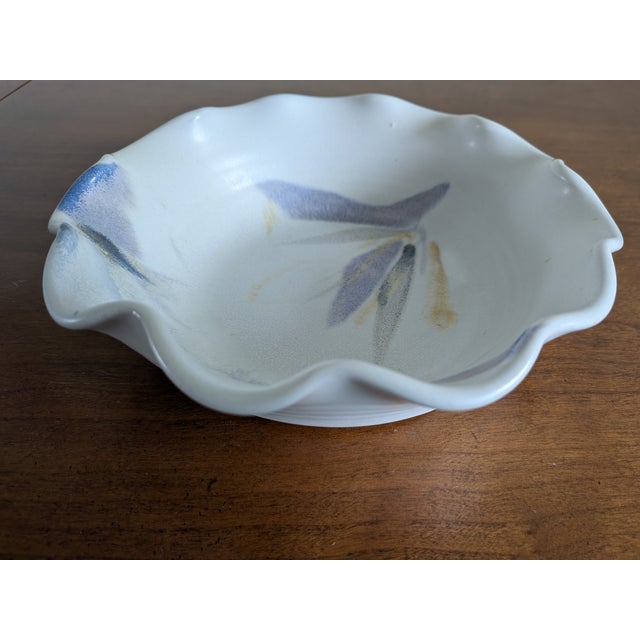 1990s Vintage Studio Art Pottery Fluted Bowls Signed - a Pair For Sale - Image 5 of 6