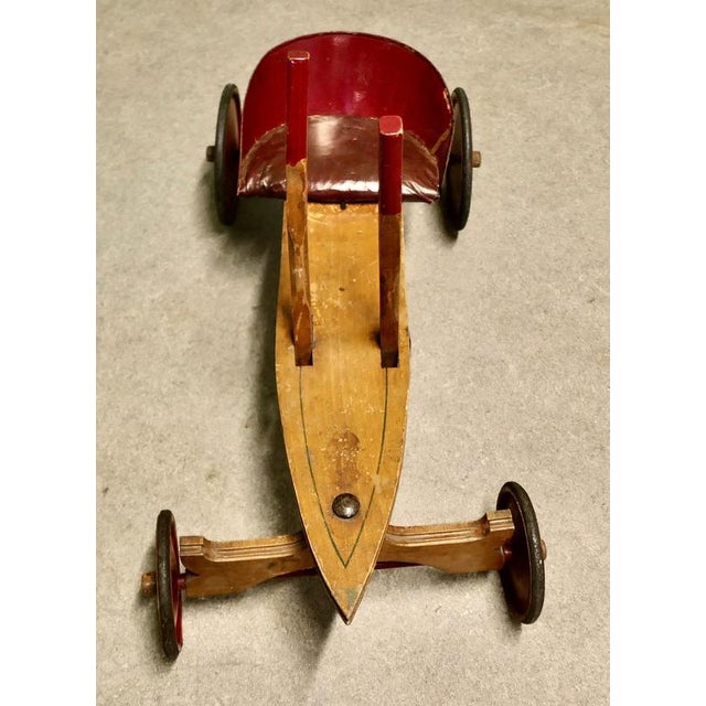 1930s Antique Wooden Hand Operated Childrens Tricycle Car from Periclès, 1930s For Sale - Image 5 of 12