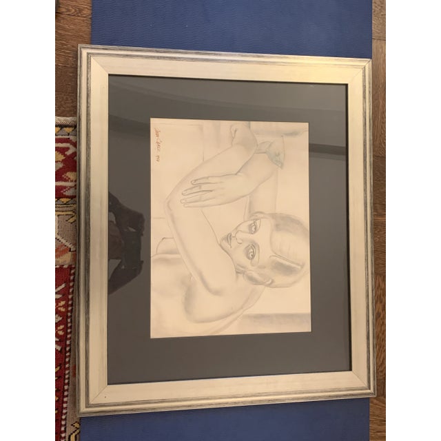 1930s Early 20th Century Art Deco Figurative Female Drawing, Framed For Sale - Image 5 of 8