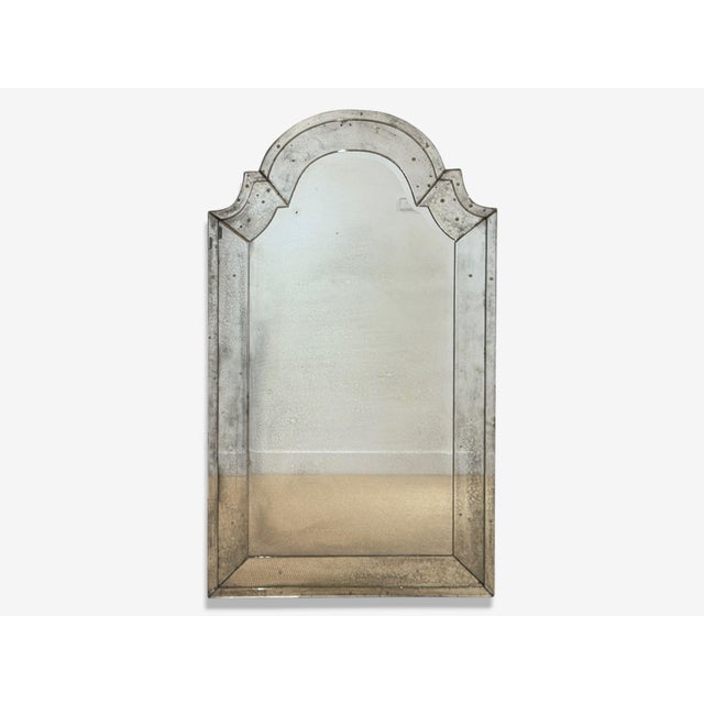 Queen Anne Style, Venetian Wall Mirrors, Console Mirrors, Antiqued and Beveled Glass, Dome Top A Dome Top Antiqued Wall...