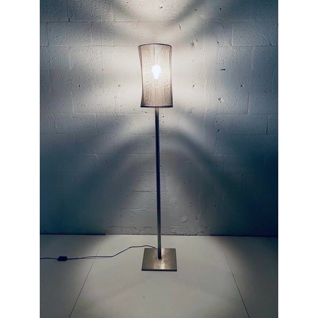 Custom Welded Steel and Mesh Shade Floor Lamp by Automatic, Inc. For Sale In Miami - Image 6 of 13