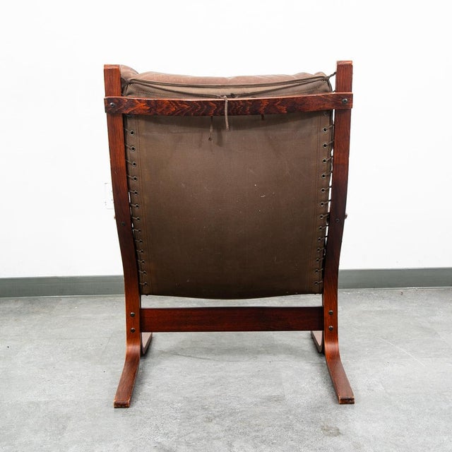 Mid Century Danish Modern Lounge Chair Brown Leather Ingmar Relling Westnofa Arm For Sale In Sacramento - Image 6 of 12