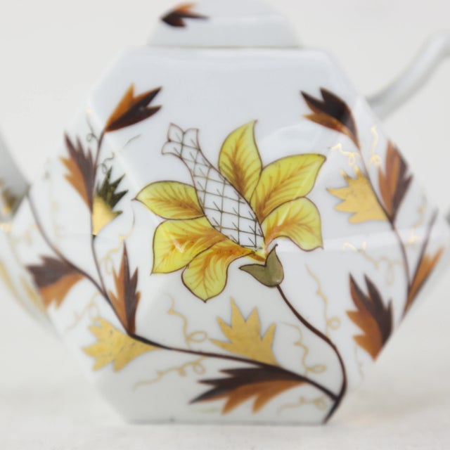 Art Deco Floral Teapot With Geometric Handle and Bold Yellow Flower Design For Sale - Image 10 of 12