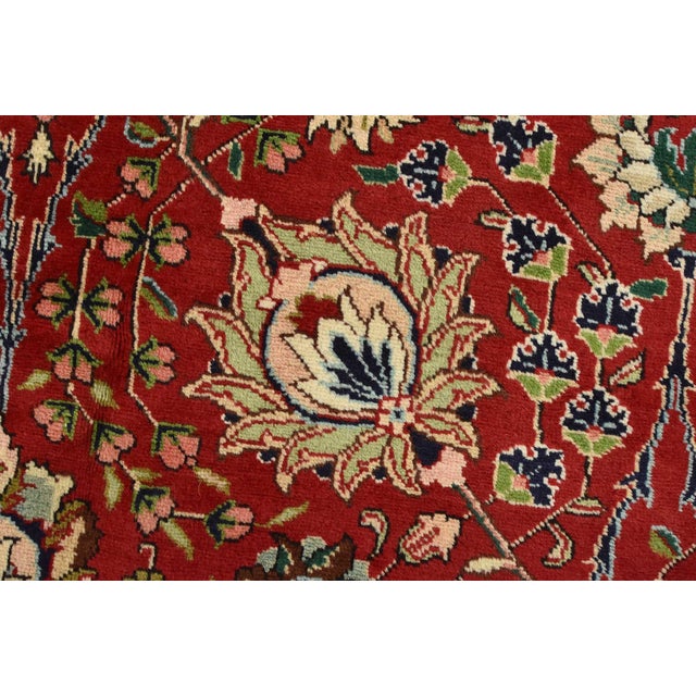 1980s Tabriz Rug 10'2'' X 12'8'' Red Wool Vintage Traditional Hand-Knotted Carpet For Sale - Image 5 of 15