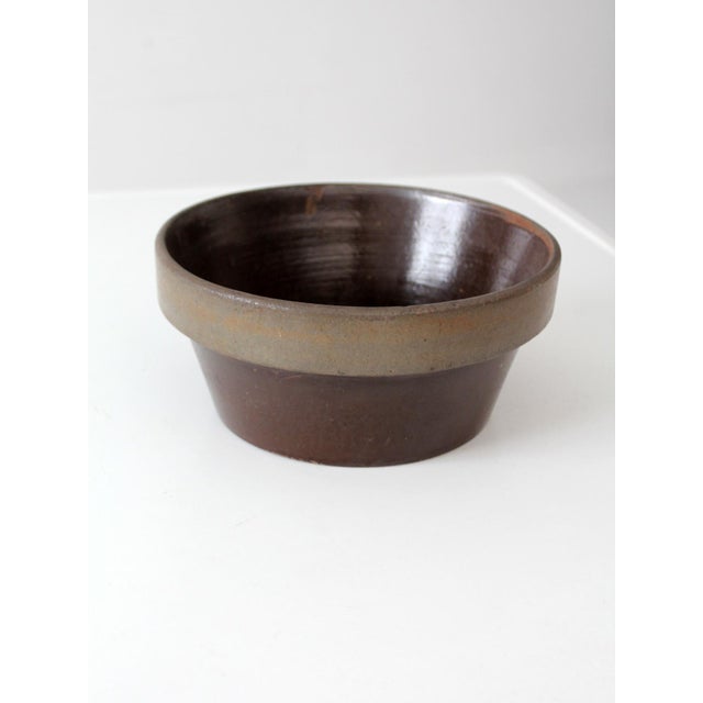 Antique American Stoneware Mixing Bowl With Brown Glaze For Sale - Image 11 of 14