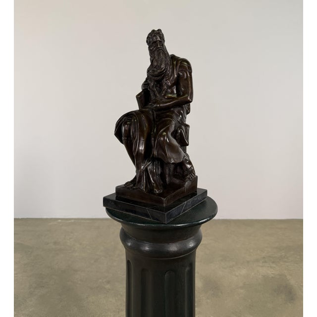 Bronze Grand Tour Bronze Sculpture of Bearded Moses Philosopher, on Marble - 16” H For Sale - Image 8 of 14