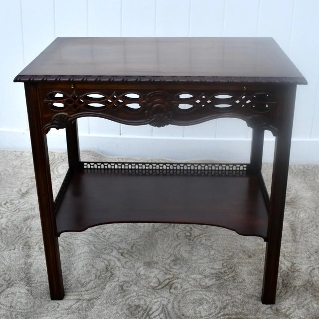 Wellington Hall Mahogany Table Vintage Edwardian Writing Chippendale Tea Desk For Sale - Image 13 of 13