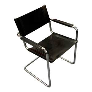 1970s Matteo Grassi Cantilever Mg5 Black Leather Chair by Centro Studi