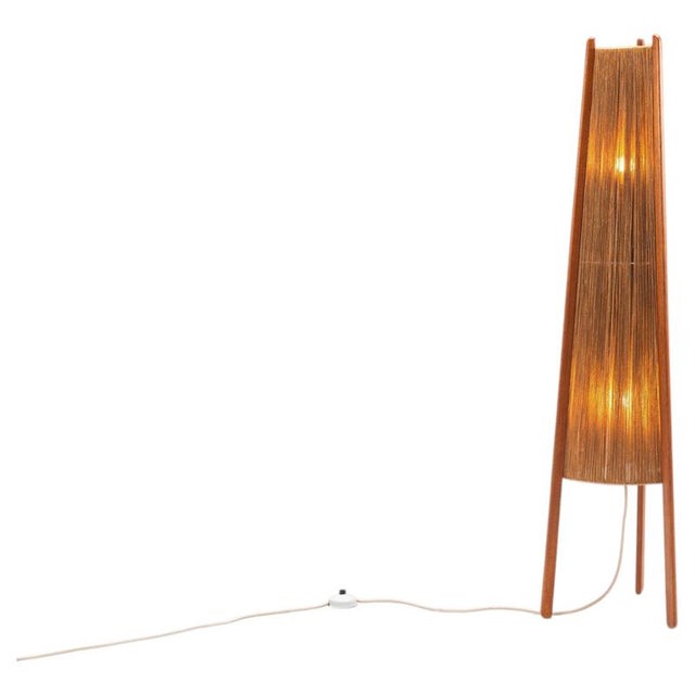 Tripod Floor Lamp in Sisal and Teak from Temde, Switzerland, 1960 For Sale - Image 11 of 11