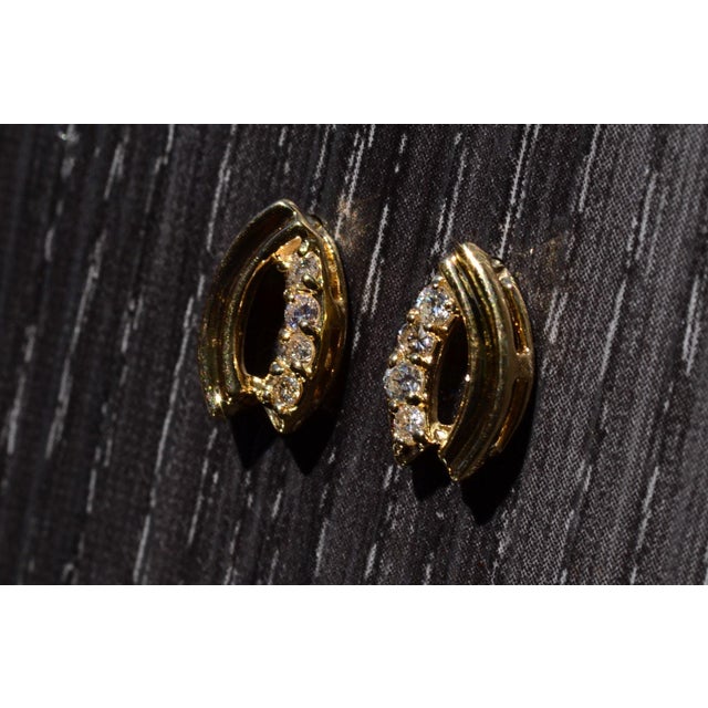 Contemporary The Oakley: Yellow Gold Diamond Wishbone Style Earrings, 2 Pieces For Sale - Image 3 of 4
