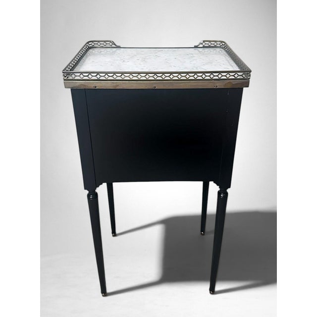 Late 19th Century Napoleon III Style French Night Stand in Black Lacquered Wood and Carrara Marble For Sale - Image 10 of 18