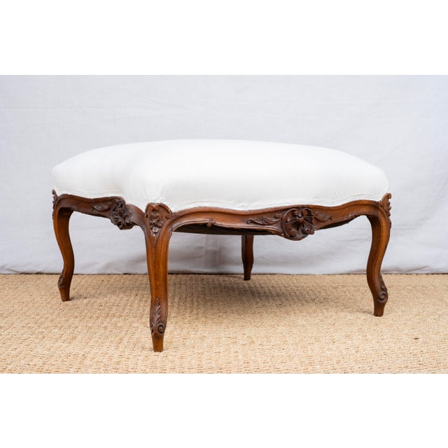 French Antique French Upholstered Ottoman For Sale - Image 3 of 6