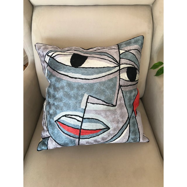 Silk Handmade Picacco-Style Decorative Pillow Cover For Sale - Image 11 of 12