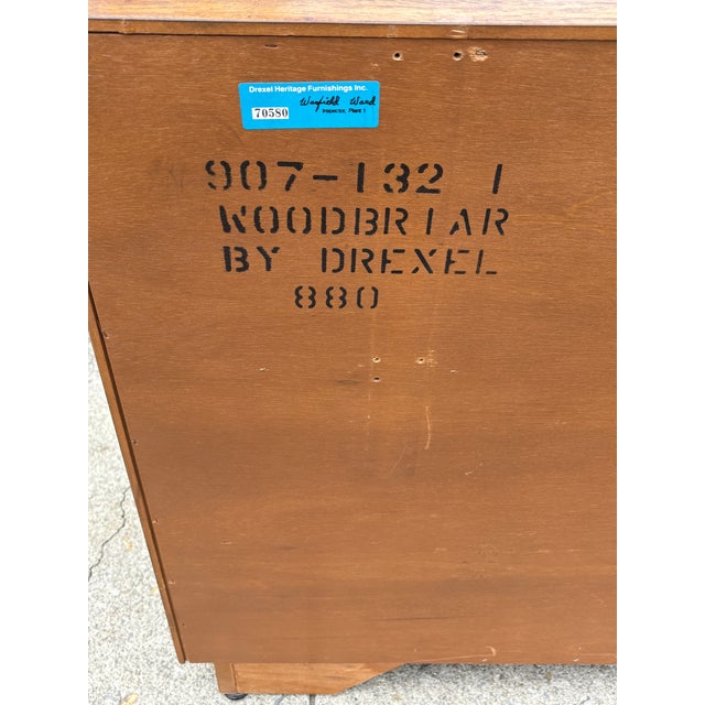 Vintage Drexel Heritage Campaign 9 Drawer Dresser For Sale - Image 12 of 14