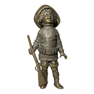 Antique 19th Century Austrian Bronze Military Boy With Rifle Statue Sculpture