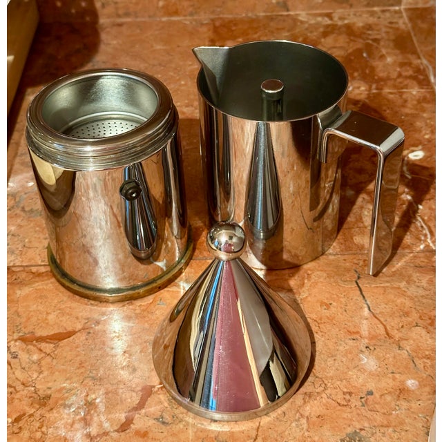1980s Vintage 1980s Alessi La Conica Espresso Coffee Maker 6-Cup Aldo Rossi Near Mint For Sale - Image 5 of 12