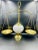 Mid-Century Modern Vintage Brass & Milk Glass "Balance of Justice" Weight Scales For Sale - Image 3 of 12