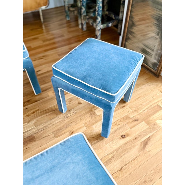Textile Mid 20th Century Reupholstered Vintage Parsons Style Ottomans - A Pair For Sale - Image 7 of 11