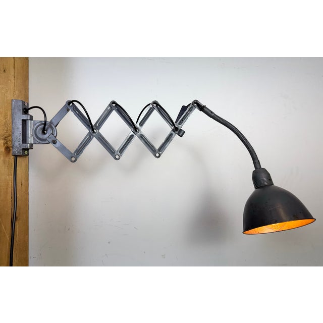 Industrial Grey Scissor Wall Lamp from Elektroinstala, 1960s For Sale - Image 15 of 18