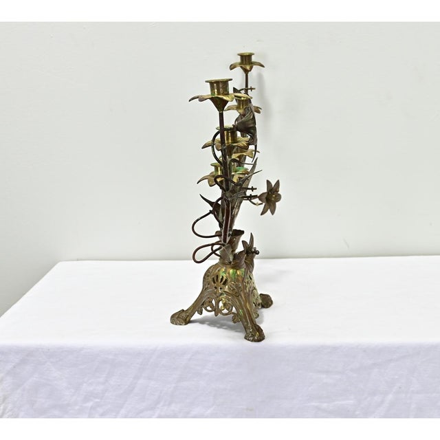 French 19th Century Brass Altar Candelabra For Sale - Image 11 of 11