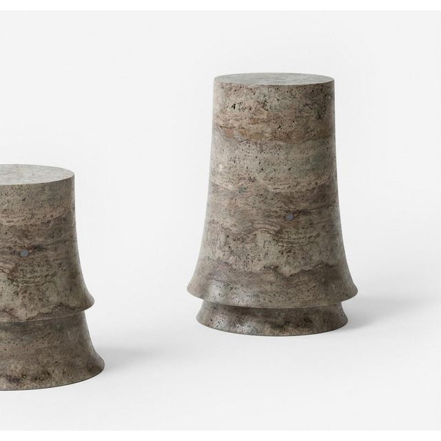 Contemporary Tall Stool in Travertine by Pietro Franceschini For Sale - Image 3 of 6