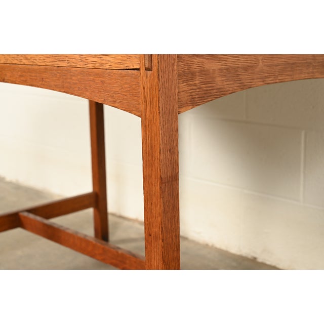Limbert Antique Mission Oak Arts & Crafts Vanity or Dressing Table With Mirror, Circa 1910 For Sale - Image 14 of 18