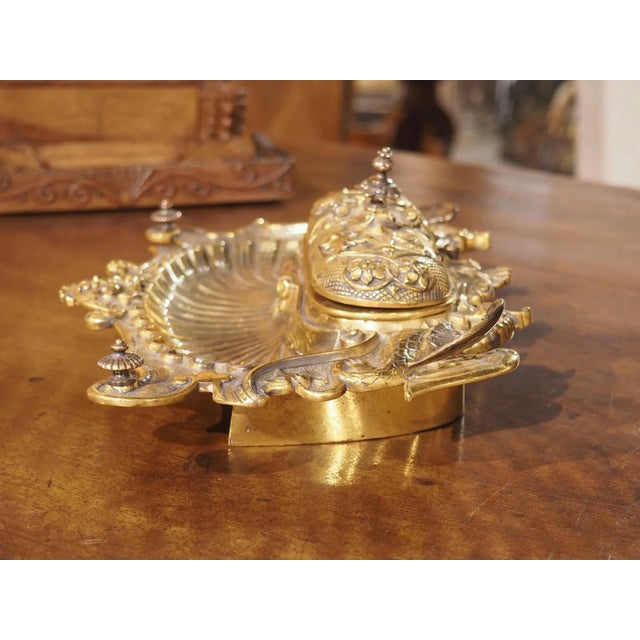 Napoleon III Gilt Bronze Inkwell From France, C. 1840 For Sale - Image 9 of 12
