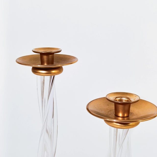 Gold French Crystal Candlesticks from Sèvres, 1970s, Set of 2 For Sale - Image 8 of 9