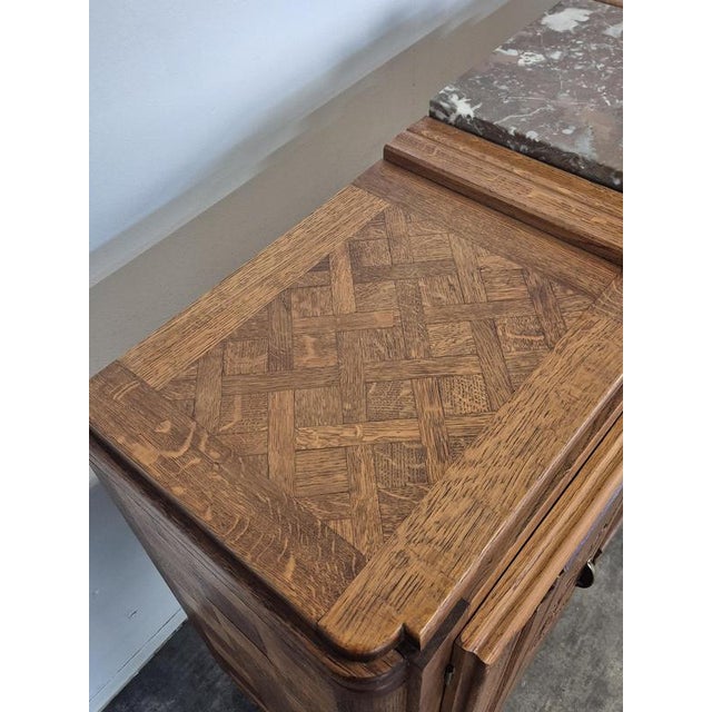 Art Deco Sideboard in Carved Oak with Marble Top, 1930s For Sale - Image 3 of 9