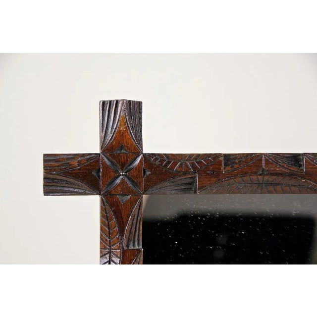 Rustic Hand-Carved Black Forest Mirror, Austria, 1890s For Sale - Image 3 of 17