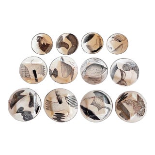 1980s Rare Loughran Unique and Individual Abstract Dinner Set for 4 For Sale