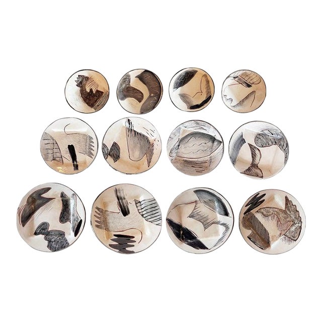 1980s Rare Loughran Unique and Individual Abstract Dinner Set for 4 For Sale