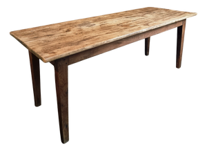 Antique French Country Dining Table with Oak Base & Pine Top, 1900s