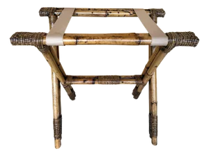Vintage Bamboo Reed & Willow Luggage Rack/ Tray Table Stand