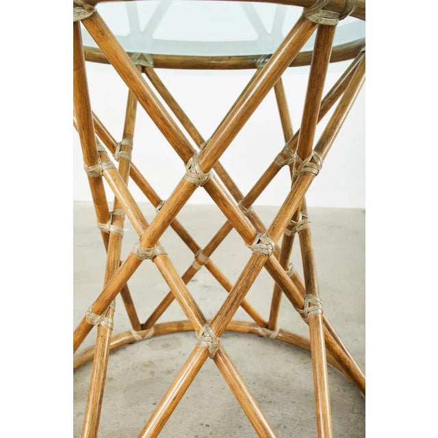 Tan McGuire Organic Modern Rattan Pedestal Dining Table For Sale - Image 8 of 13