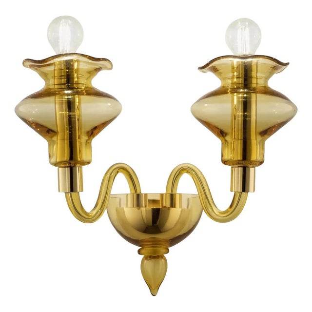Linear Modern Amber Murano Glass Wall Sconce by Simoeng for Simoeng For Sale - Image 6 of 6